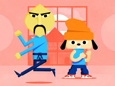 Parappa dog games illustration onion parappa parappa the rappa parappa the rapper pink playstation psone rap video game