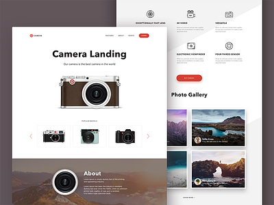 Camera Landing Page Layout