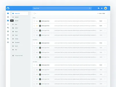 Dokymail - Inbox design email mail ui user interface ux