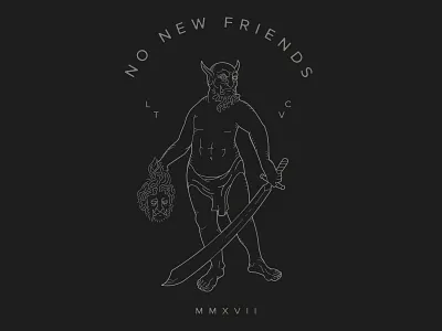 LTVC ai illustration line drawing medieval no new friends ogre orc shirt design sword troll