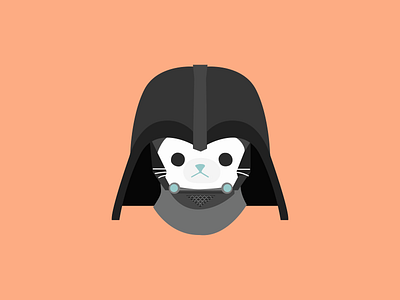 Cat Vader illo cat drawing flat illustration simple starwars vector