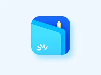 Writing icon blue book color gradual pencil shade shadow shell write writing