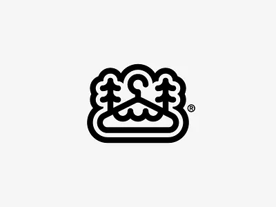Laundromat + Forest hanger icon laundry logo mountain patch pine trees