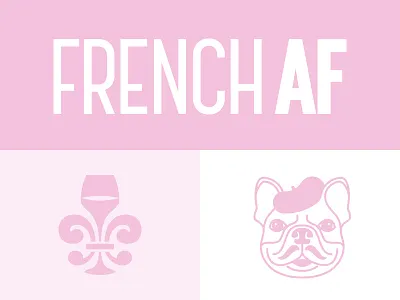 French AF Rosé brand branding bulldog french identity logo rose wine