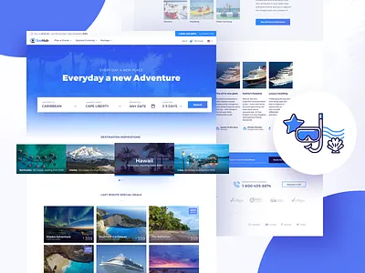 SeaHub Landing booking cruise cruising design flat hotel illustration reservation ship vector