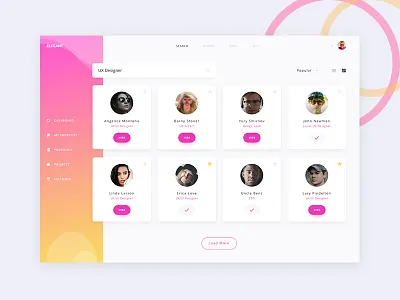 Elegant UI kit - Users Screen dashboard designers dribbble gradient hire kit sleek ui users ux