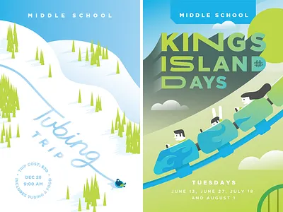 Gradient Cards card coaster cover fun hill layout roller sky sledding snow tubing winter