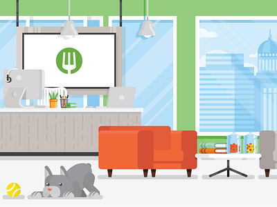 EatStreet HQ - WIP dog eatstreet food illustration lobby madison office online press page wisconsin