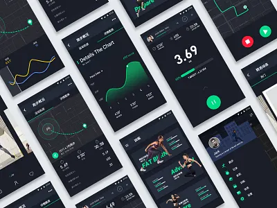 Fitness App black dark dashboard exercise fitness health interface map run sport stats ui