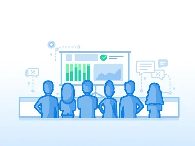 Sales and Marketing app blog business conference customer gathering illustration meeting peoples product story web