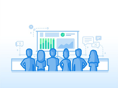 Sales and Marketing app blog business conference customer gathering illustration meeting peoples product story web