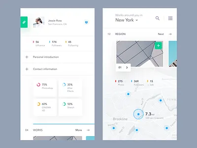 UI exercises #8/100 Recruitment App app blog clean colors grid minimalism，browser type typography