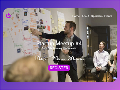 Daily UI Challenge #13 Startup Events Website event meetup startup ui user interface web web design web developer website white