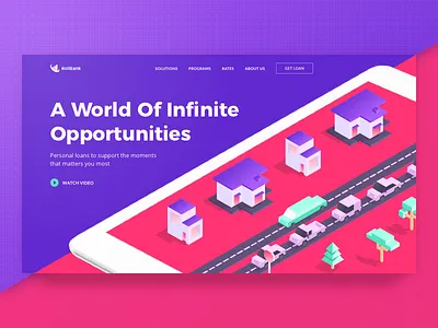 Website Redesign for Global Finance Loan Company 3d depth dimension financial loan modeling models targeting ui ux vibrant zajno