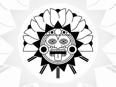 Rancho de Lomi Crest aztec family crest geometric logo monoweight tonatiuh tulips