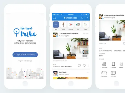 Social feed - iOS city design ios app login minimal mobile network onboarding post social ui ux