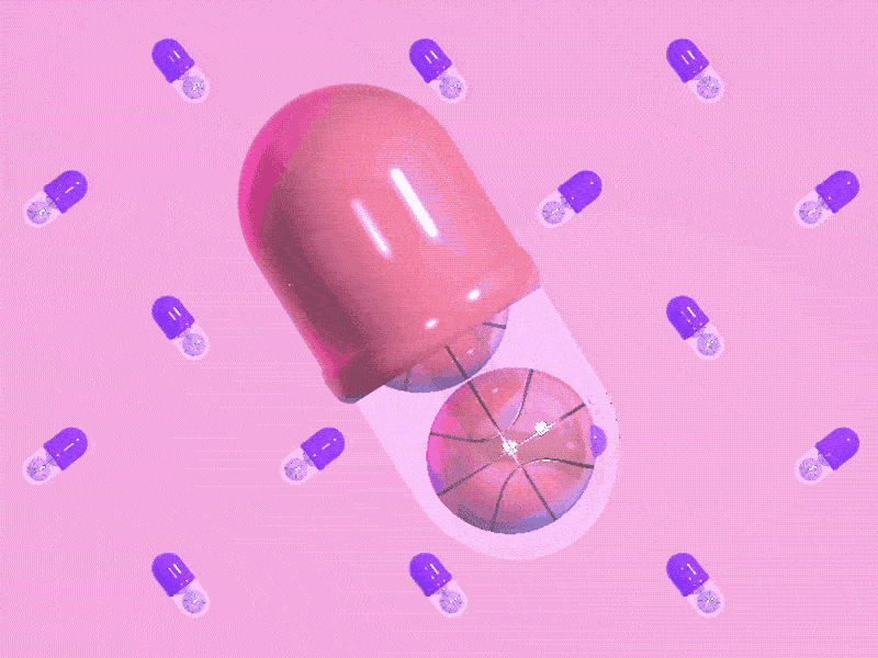 Dribbbpill 3d animated animation c4d cinema 4d dribbble gif glass pill plastic render
