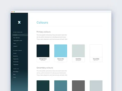 Style guide assets blue colours design library specifications style guide swatches website