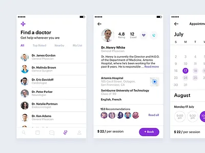 Find a Doctor appointment booking call doctor health hospital like listing patient profile