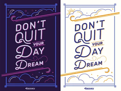 Typography Posters - DayDream clouds day daydream discovery dont quit moon motivational night poster sun typography vector