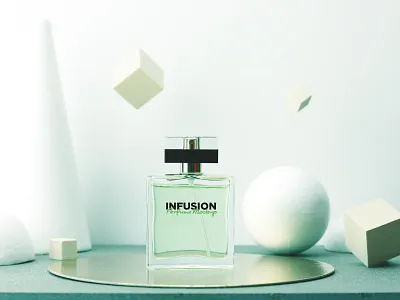 Perfume Box & Bottle abstract cone cubes gravity layers mockup perfume photography product product mockup sphere styled scenes