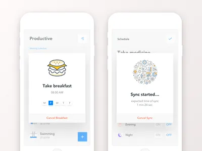 Schedule Planner App - Cancel & Sync Schedule breakfast planner popup productivity schedule sync task