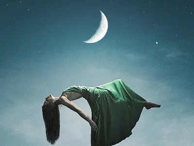 Lost Gravity art girl moon surreal