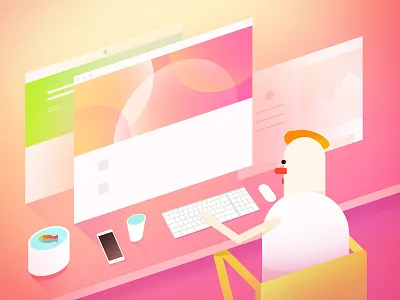 Designer and his working scene (1/3) color designer gradual illustration image scene ui visual web work working