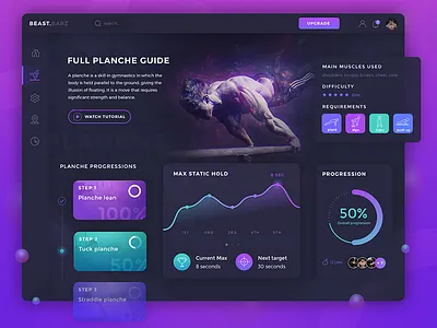 Beast Barz UI app application dark dashboard gym interface sport ui ux