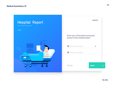 medical illustrations_01 bule hospital illustration medical patient report ui web