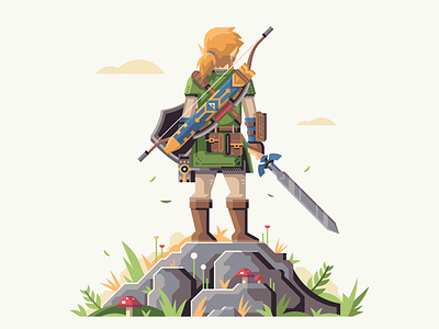 Master Of The Wild breath of the wild link master mushroom nature rock shield sword triforce zelda