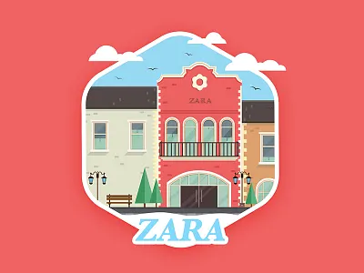 illustration building illustration store zara