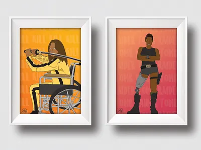 Mockup gradient illustration kill bill lara croft the bride tomb raider