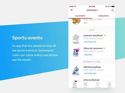 Spots app events ios list sport