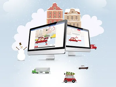 PETROL - WINTER FACEBOOK GAME car christmas city cute facebook game gifts icon illustration play snow winter