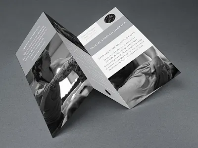 Fascial Stretch Therapy Brochure black and white branding brochure logo logo design minimal physical therapy print design simple stretch therapy trifold