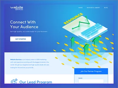 Lead Gen Landing Page blue form graph hero illustration isometric landing landing page leads ui web