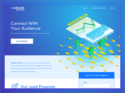 Lead Gen Landing Page blue form graph hero illustration isometric landing landing page leads ui web