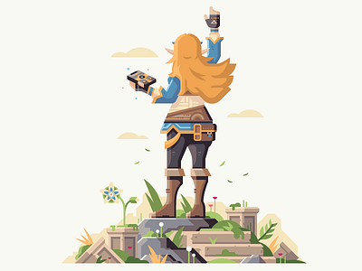 Protector Of The Wild flower girl hair nature nintendo overgrown princess protector ruins stone zelda