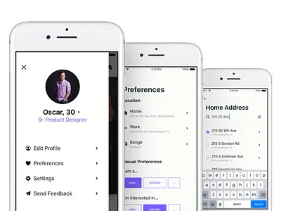 App Styling dating app ios menu navigation settings