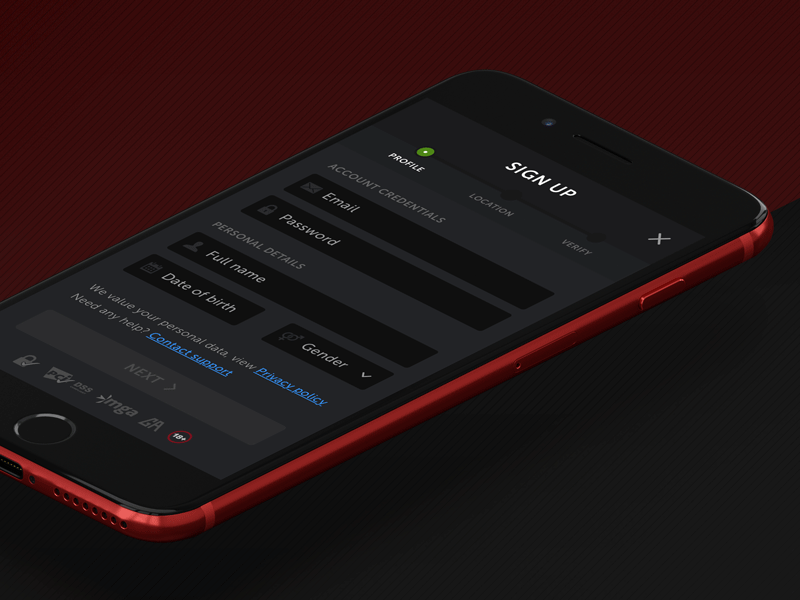 Registration - Mobile dark design flat mobile progress registration sign up steps ui ux validation verification