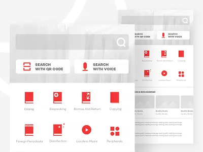 H5 design for Library android book gray h5 homepage interface ios iphone library red ui ux