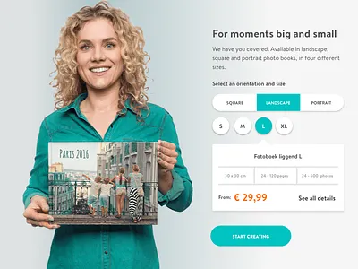 Photo book size comparison comparison details product product design product details ux