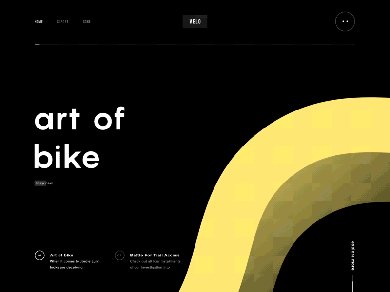 Black Vello UI Interaction 2 bike bike design bike ui design inspiration velo web web design