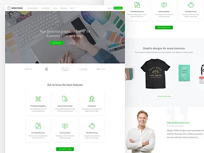 Design Pickle homepage clean design graphic green landing page responsive ui ux web website