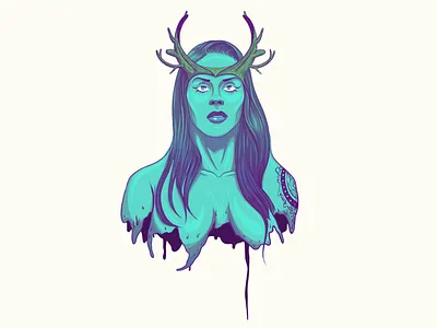 Wildling Illustration (CRITIQUE'S WANTED!) antlers critique illustration portrait queen vector wip woman