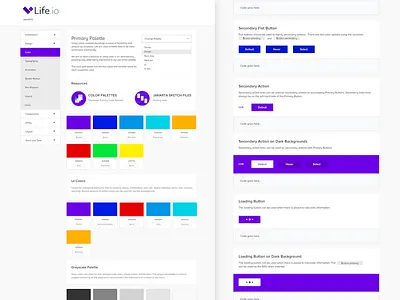 Life.io Web Style Guide actions brand branding identity style guide ui web style guide