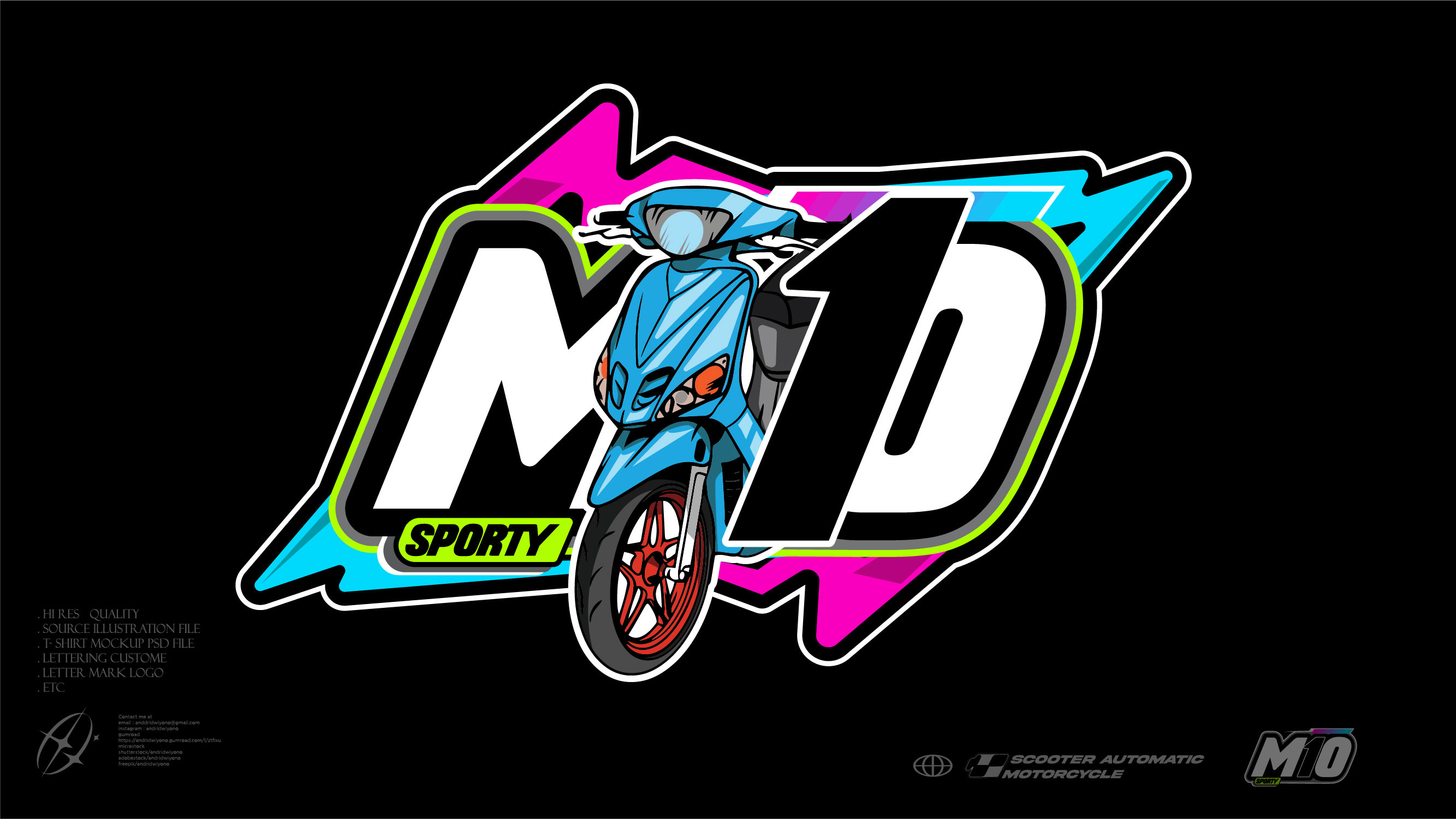 MIO SCOOTER CUSTOMED automatic customed design graphic graphic design illustration moto motorcycle scooter sporty vector