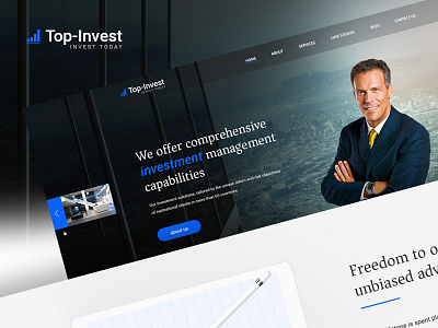 Top Invest - Composer WordPress Theme accountability accountant blue business corporate finance financial marketing