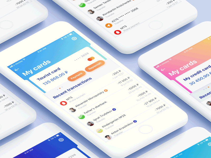 My cards animation bank card finance transaction